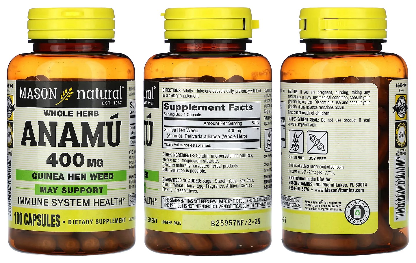 Mason Natural, Whole Herb Anamu packaging