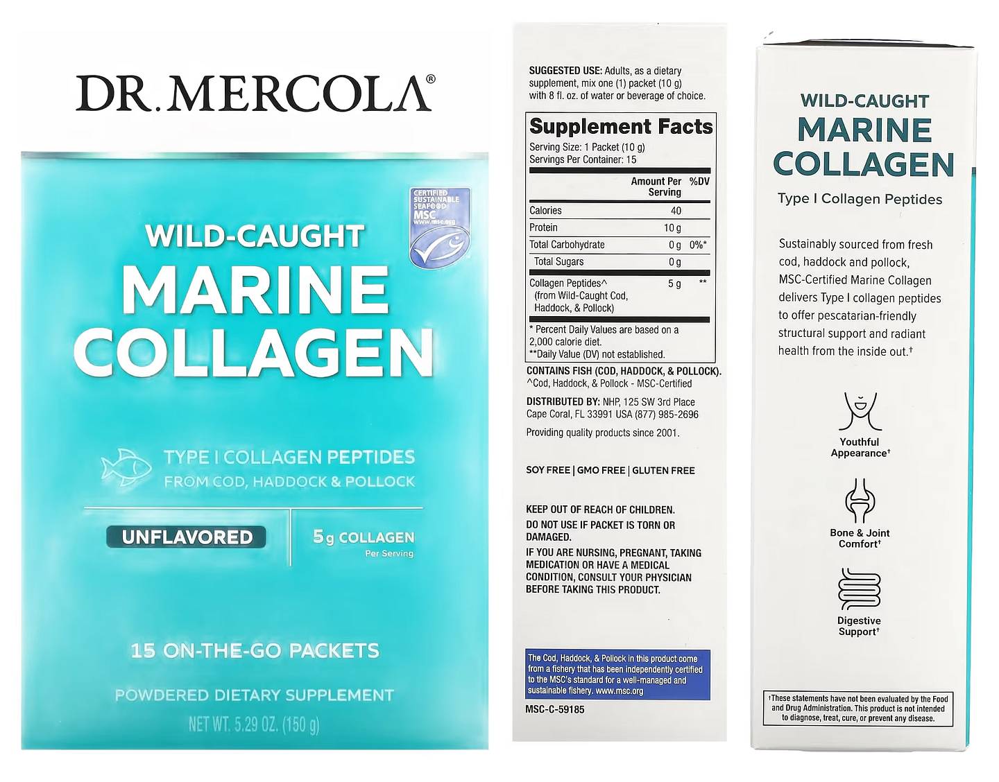 Dr. Mercola, Wild-Caught Marine Collagen packaging