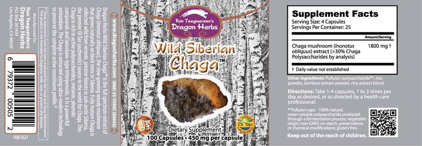 Dragon Herbs, Wild Siberian Chaga label