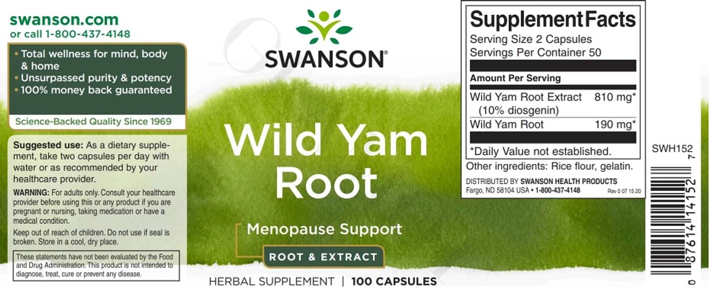 Swanson, Wild Yam Root label