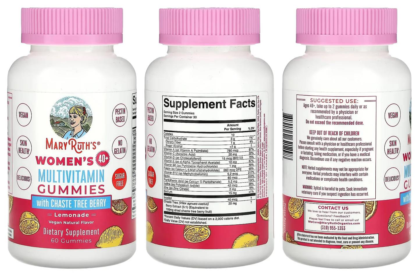 MaryRuth Organics, Women's 40+ Multivitamin Gummies With Chaste Tree Berry packaging