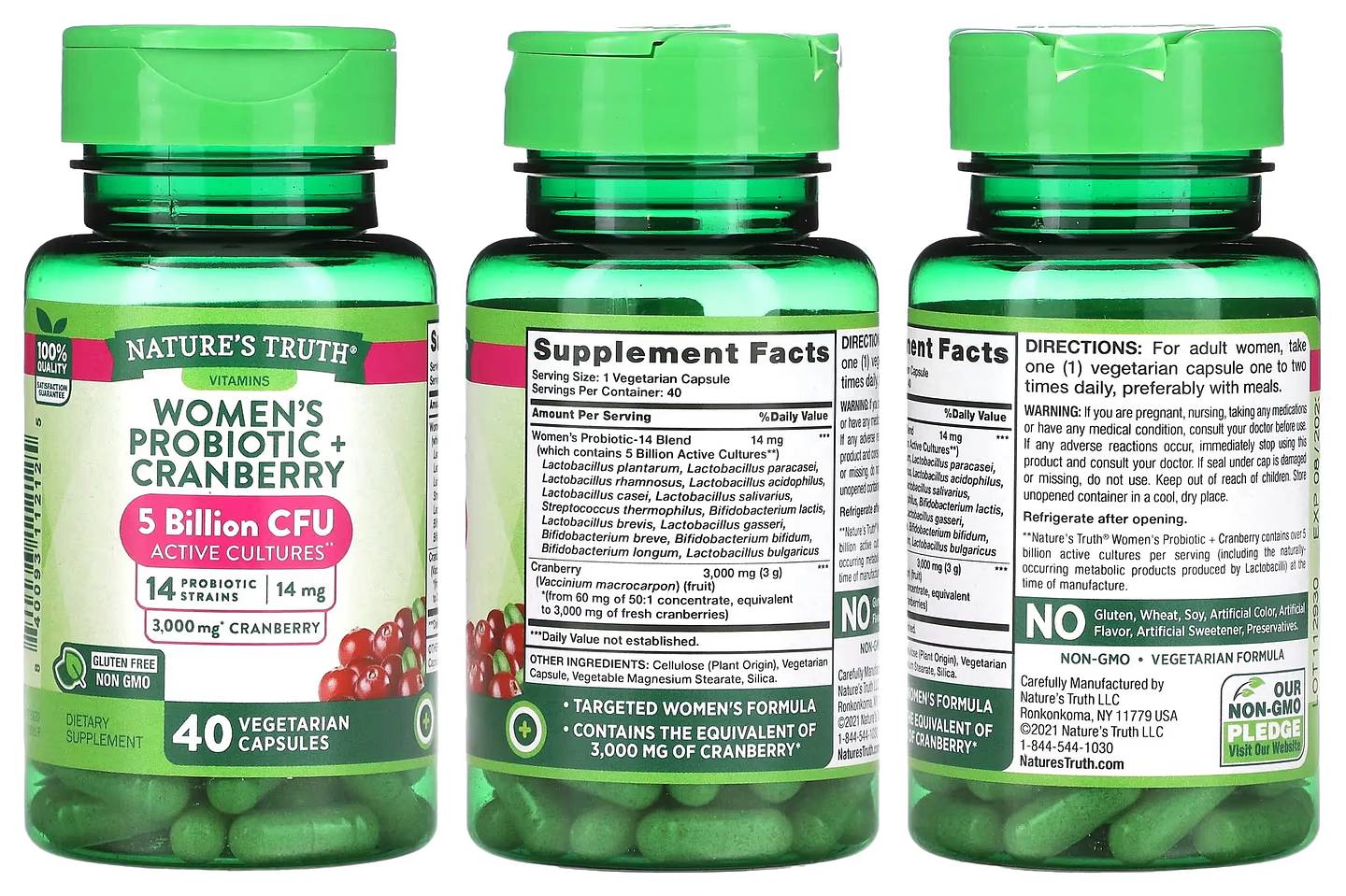 Nature's Truth, Women's Probiotic + Cranberry packaging