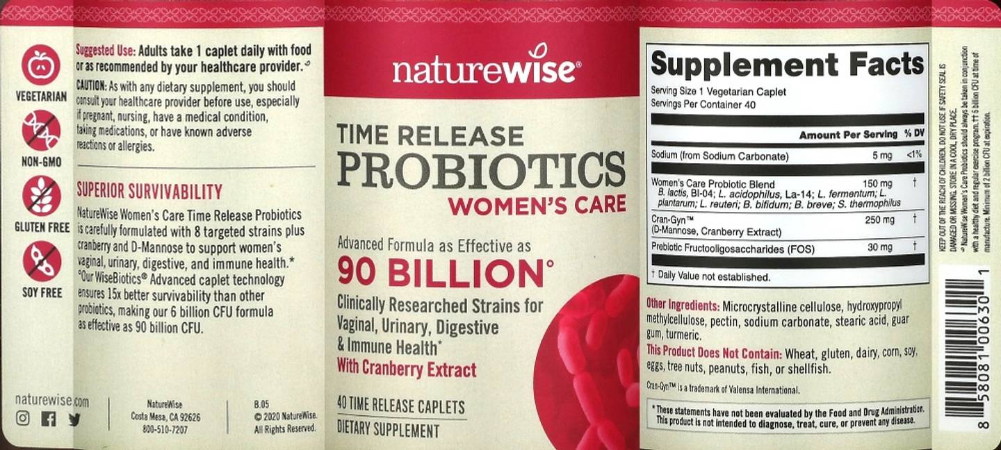 NatureWise, Womens Probiotics, WiseBiotics Delayed Release label