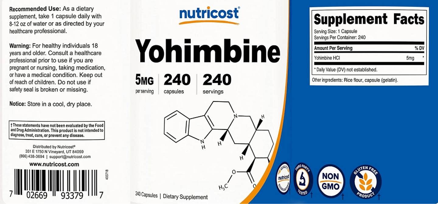 Nutricost, Yohimbine label