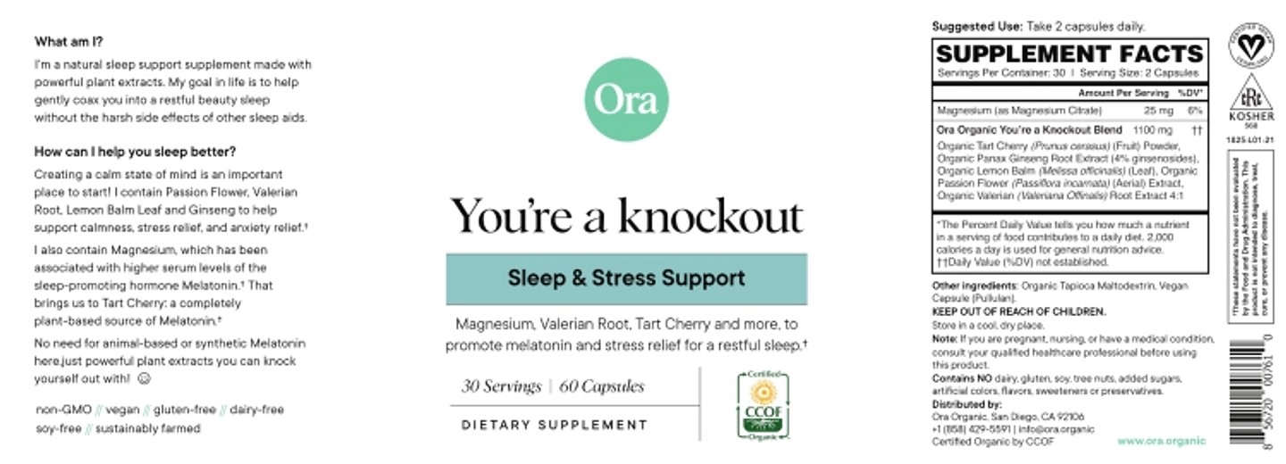 Ora Organic, You're a Knockout label