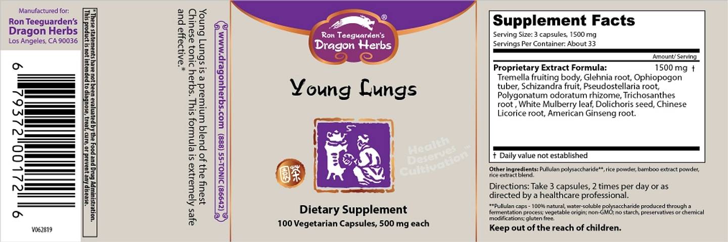 Dragon Herbs, Young Lungs label