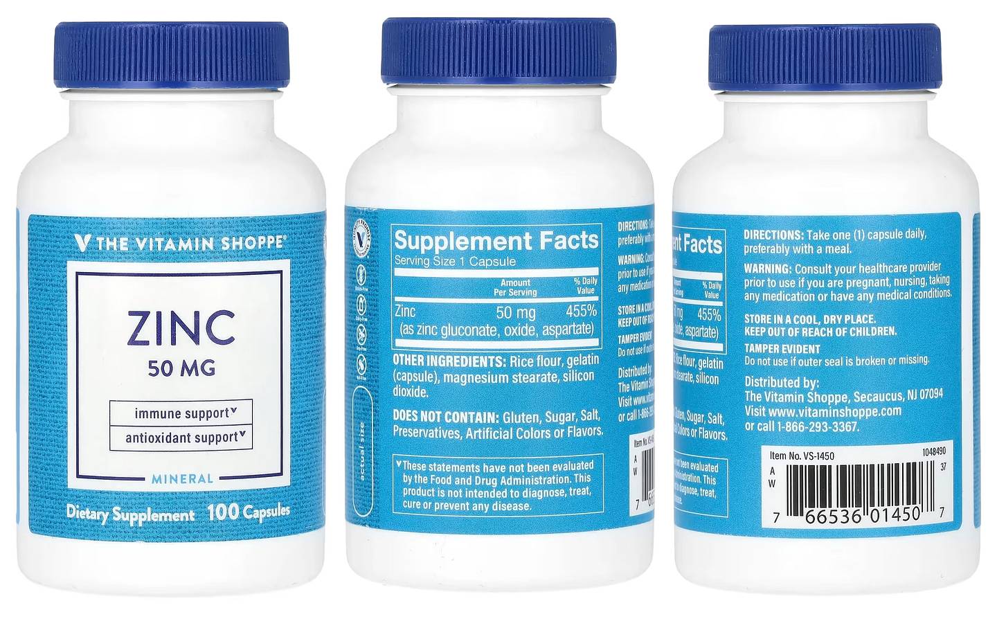 The Vitamin Shoppe, Zinc packaging