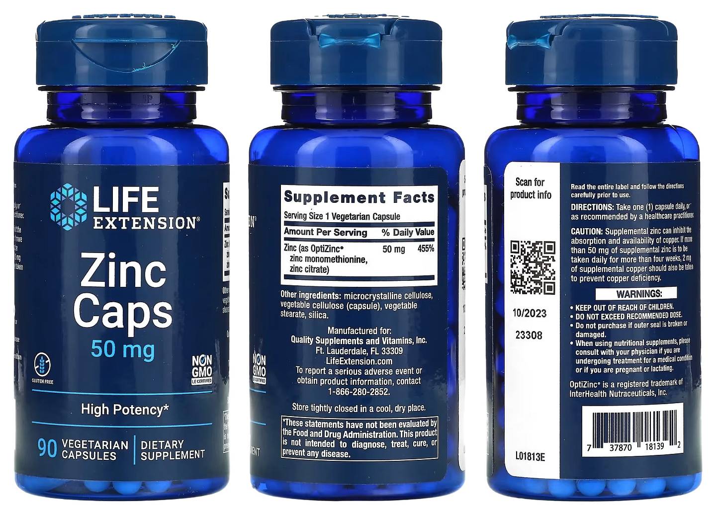 Life Extension, Zinc Caps packaging