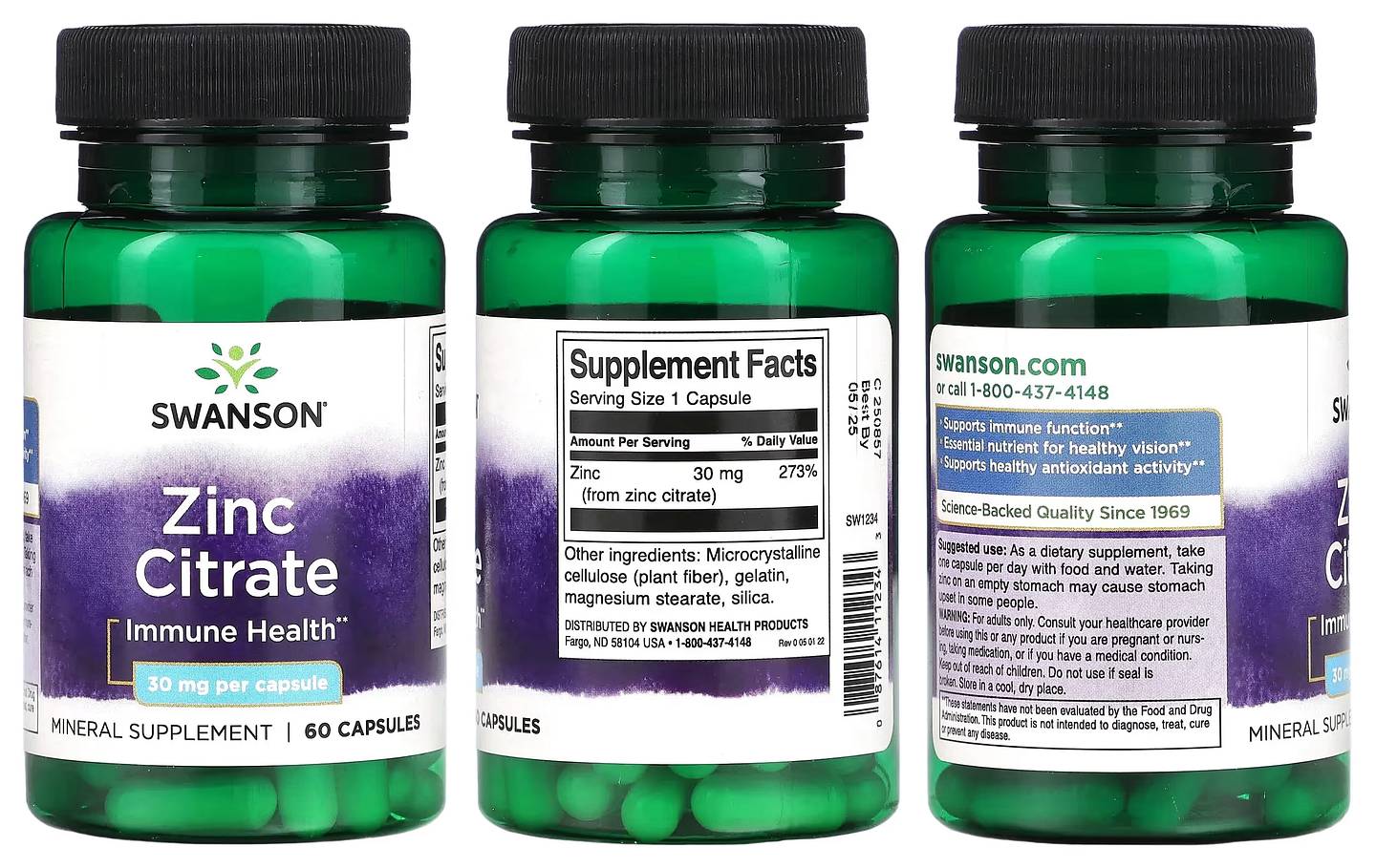 Swanson, Zinc Citrate packaging