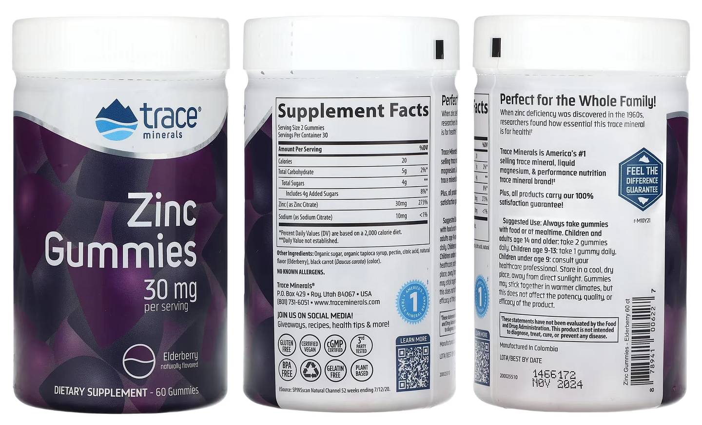 Trace Minerals, Zinc Gummies packaging