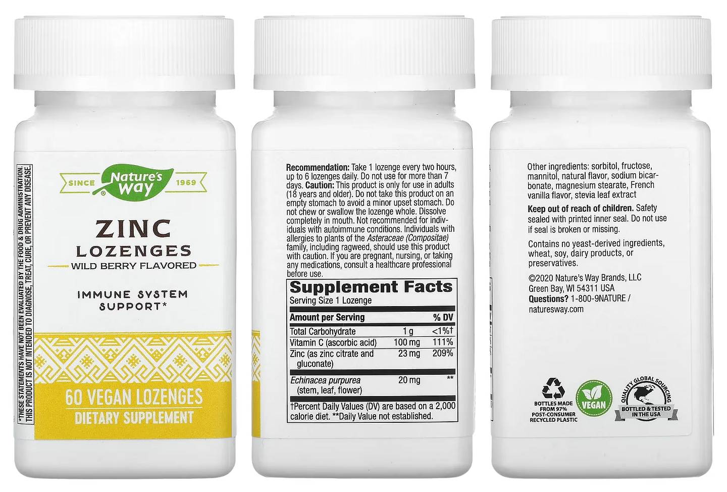 Nature's Way, Zinc Lozenges packaging