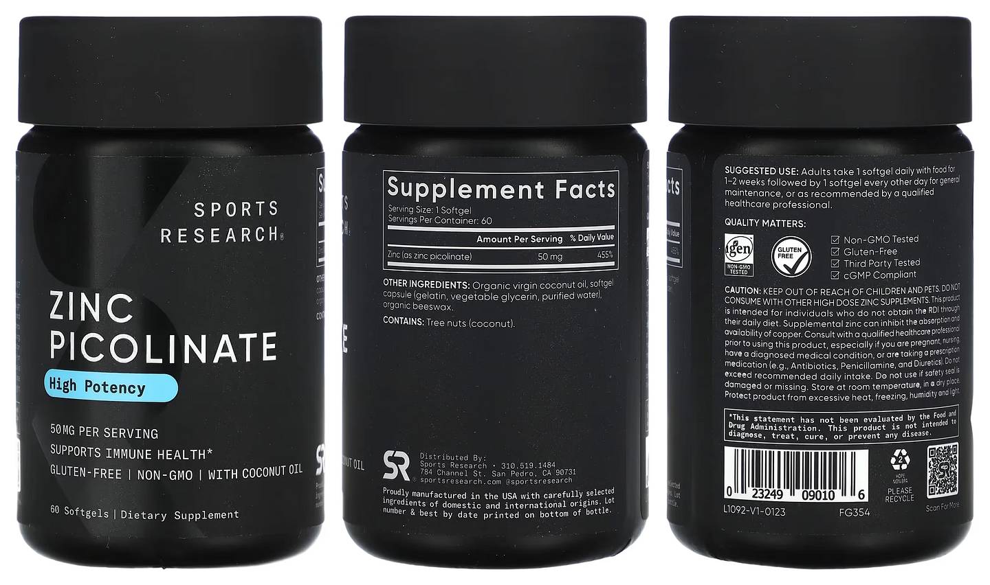 Sports Research, Zinc Picolinate packaging