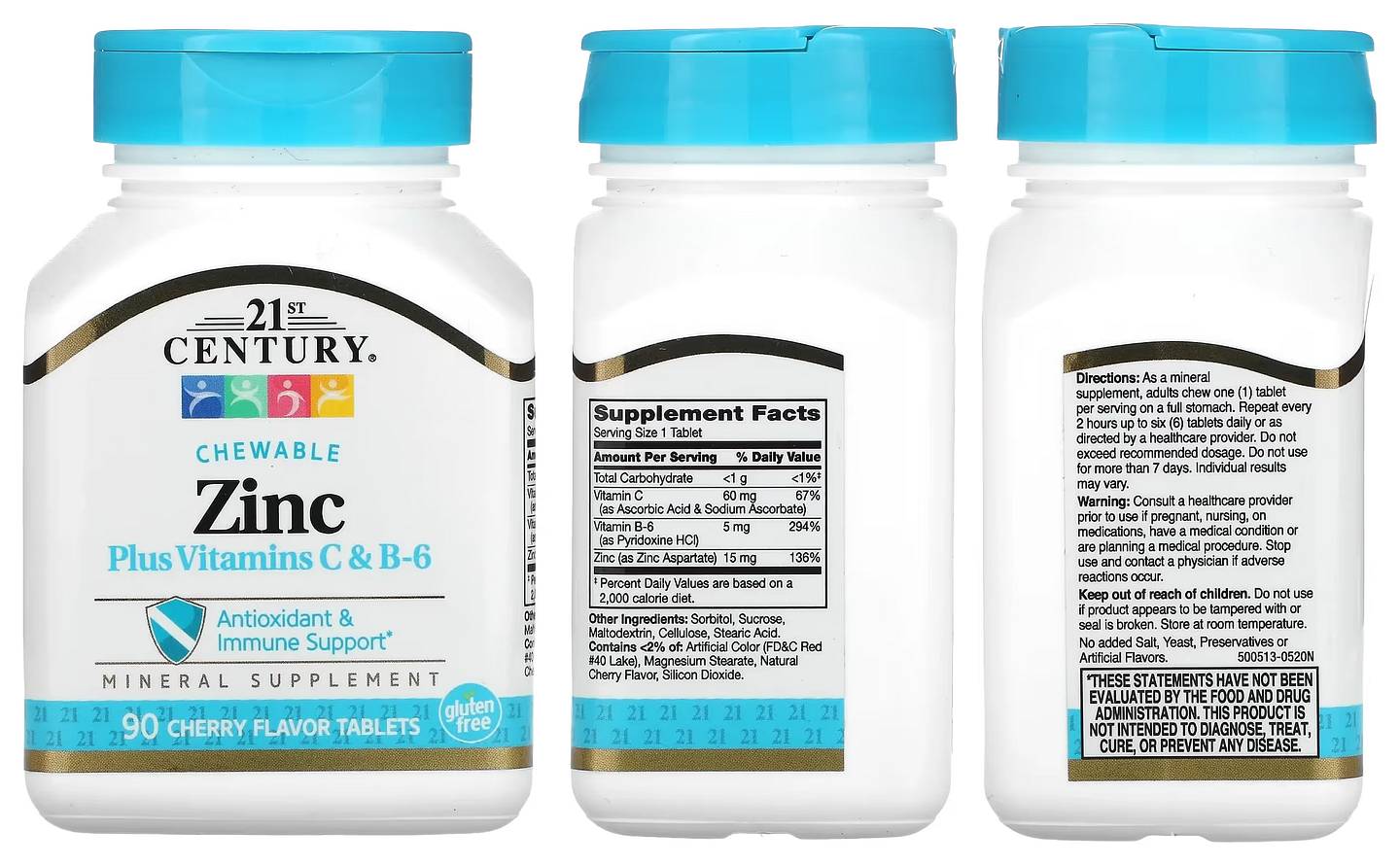 21st Century, Zinc Plus Vitamins C & B-6 packaging