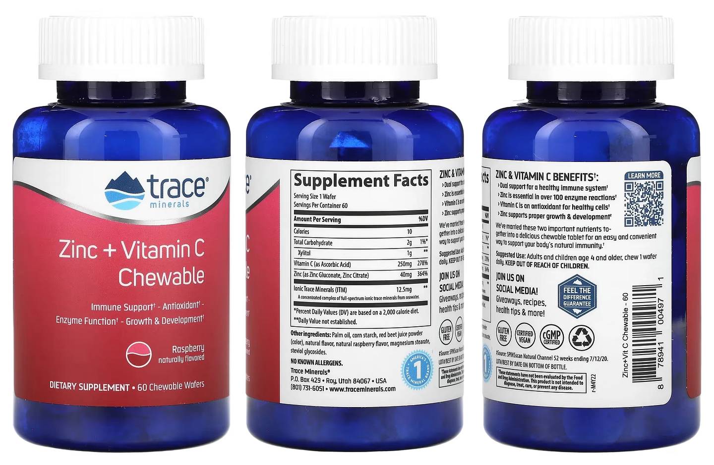 Trace Minerals, Zinc + Vitamin C Chewable packaging